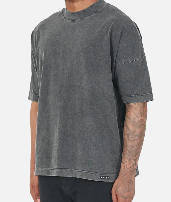 NVLTY Vintage Drop Shoulder T Shirt Washed Black (4)