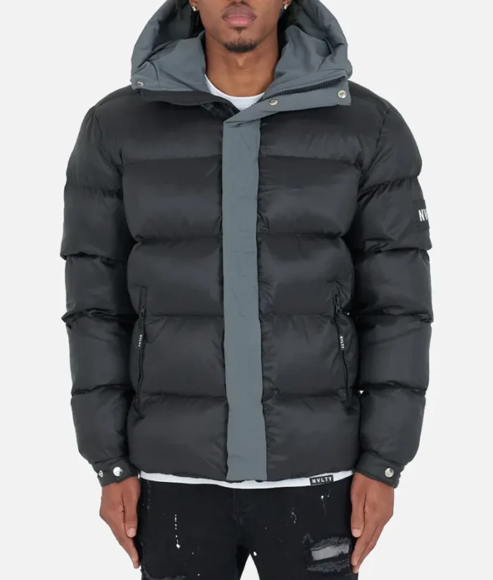 Nvlty Center Tone Puffer Jacket Black Charcoal Grey 1
