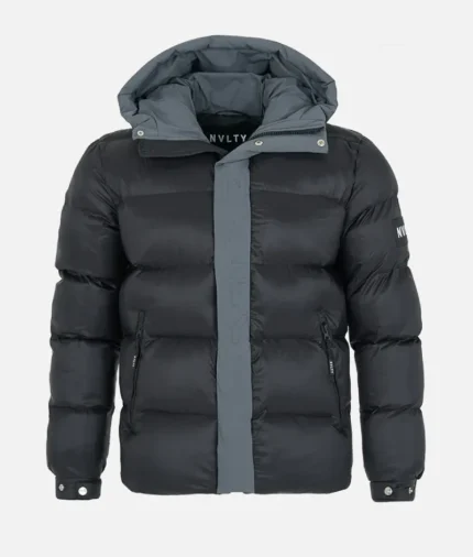 Nvlty Center Tone Puffer Jacket Black Charcoal Grey 2