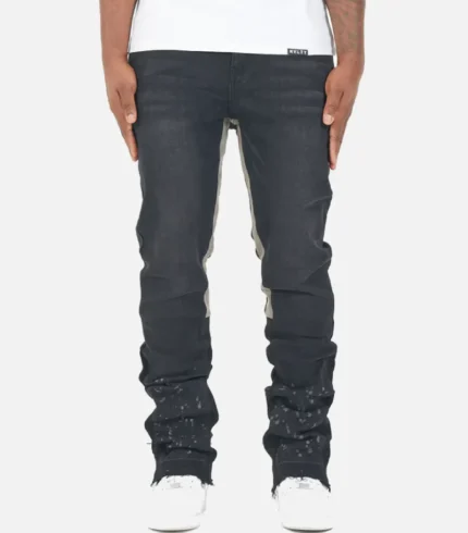 Nvlty Vintage Flare Paint Jeans Black (2)