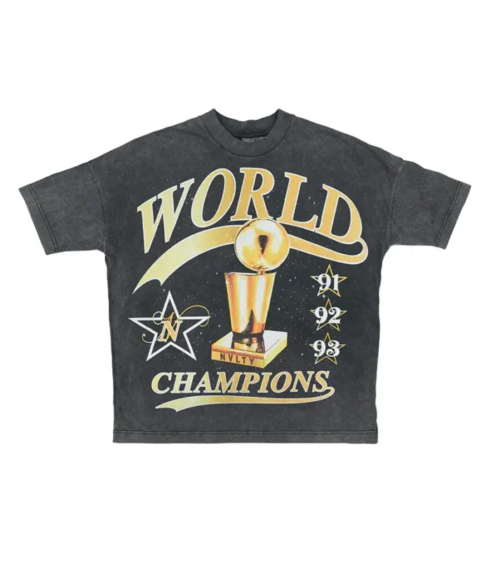 NVLTY World Champions T Shirt Washed Black (4)